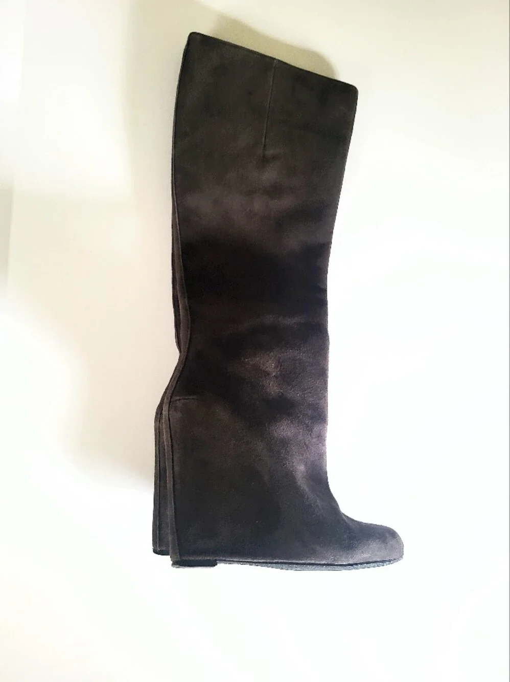 Nine West Soft Dark Esspresso Genuine Leather Suede Knee High Wedge Heel Boots 8